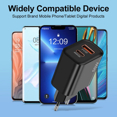 55W supports super fast charging and is fully compatible with USB+PD fast charging for mobile phone charging