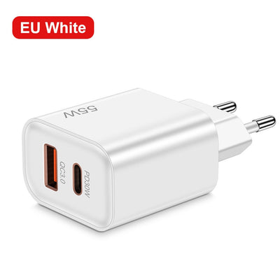 55W supports super fast charging and is fully compatible with USB+PD fast charging for mobile phone charging